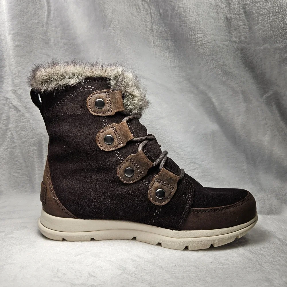 Sorel Explorer Joan Women's Boots Size 6 Brown Suede‎ Waterproof Winter Fur